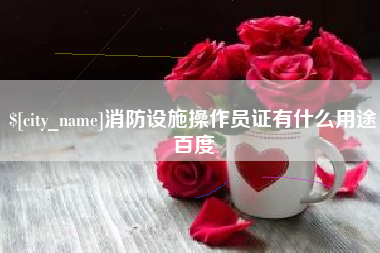 磁县消防设施操作员证有什么用途百度