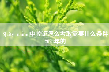 磁县中控证怎么考取需要什么条件2024年的